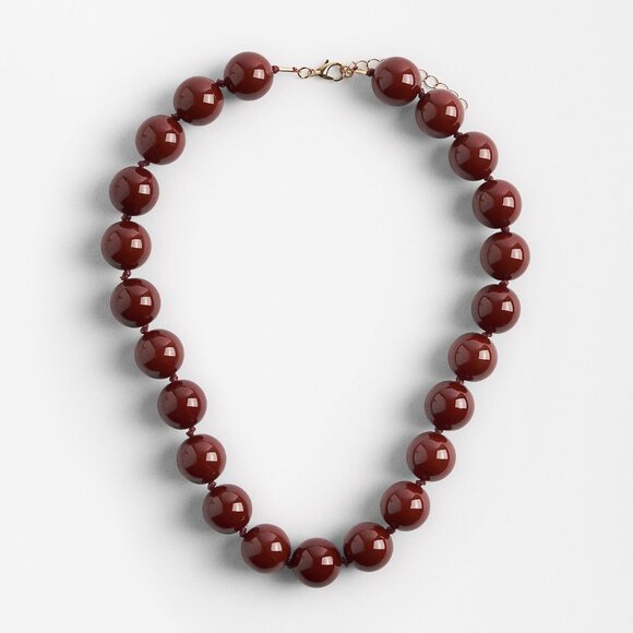 Jewelry - Dark Red Beaded Statement Necklace Fall 2025
